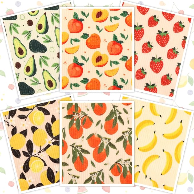 Lucomb Swedish Dish Cloths for Kitchen | 6-Pack Super Absorbent Washable by Lucomb