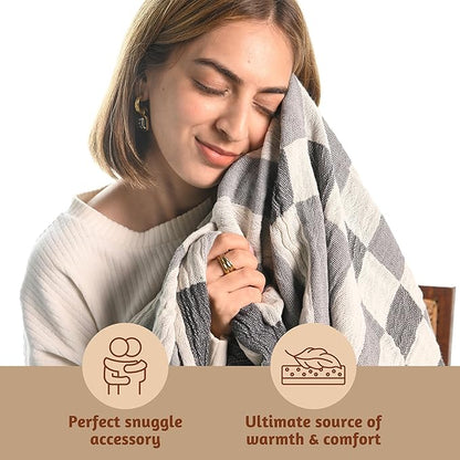 Folkulture Throw Blanket for Couch 50" x 60", 100% Recycled Cotton Blanket and Throws for Chair, Soft Throw Blanket for Bed or Bed Throws for Sofa, Boho