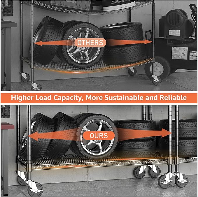4 Tiers Storage Shelves Load 1400LBS, Metal Shelving Wire Metal Shelving Unit - Image 5