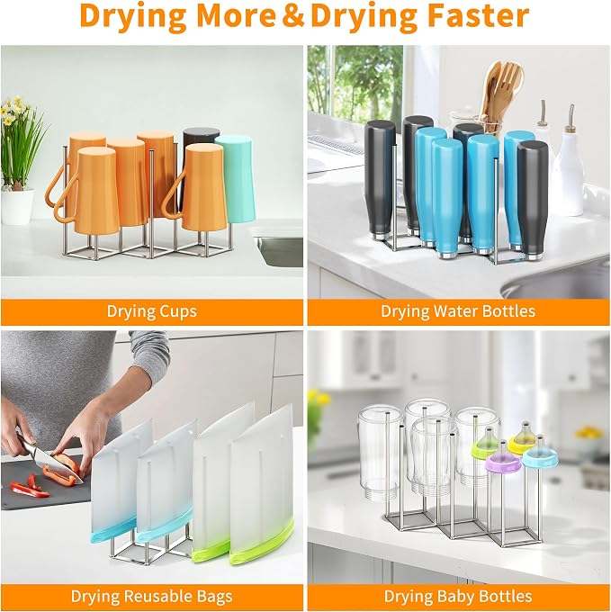 Foldable Baby Bottle Drying Rack-10 Poles Water Bottle Organizer - Image 5