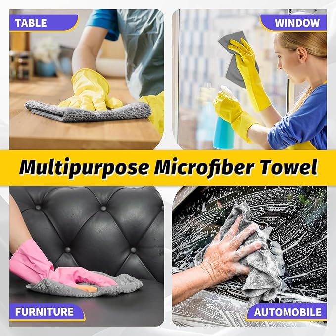 HOMERHYME Microfiber Cleaning Cloth, 100 Pack Cleaning Rags Microfiber Towel - Image 7