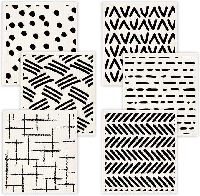 Morigins Swedish Dishcloths for Kitchen, 6 Pack Black Minimalist Swedish Dish by Morigins