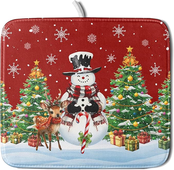 Christmas Snowman Dish Drying Mat by Sweetshow