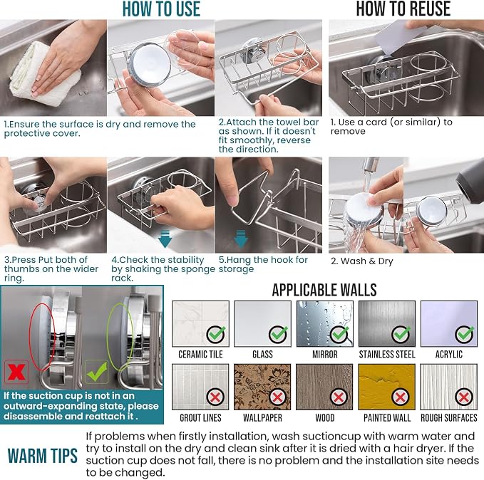 TAILI 4-in-1 Sponge Holder for Kitchen Sink - Image 8
