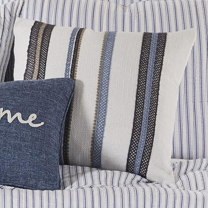 Levtex Home - Tobago - Decorative Pillow (18 x 18in.) - Stiched Stripes - Brown, Taupe and Blue
