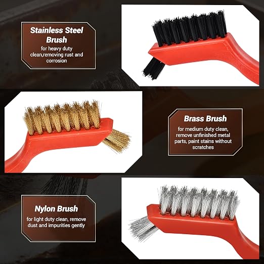 6 Pieces Wire Brushes Set, Nylon/Brass/Stainless Steel Bristles - Image 3