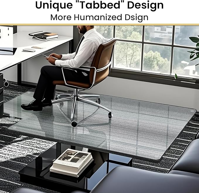 VSARHouse Irregular Tempered Glass Office Chair Mat - Image 4