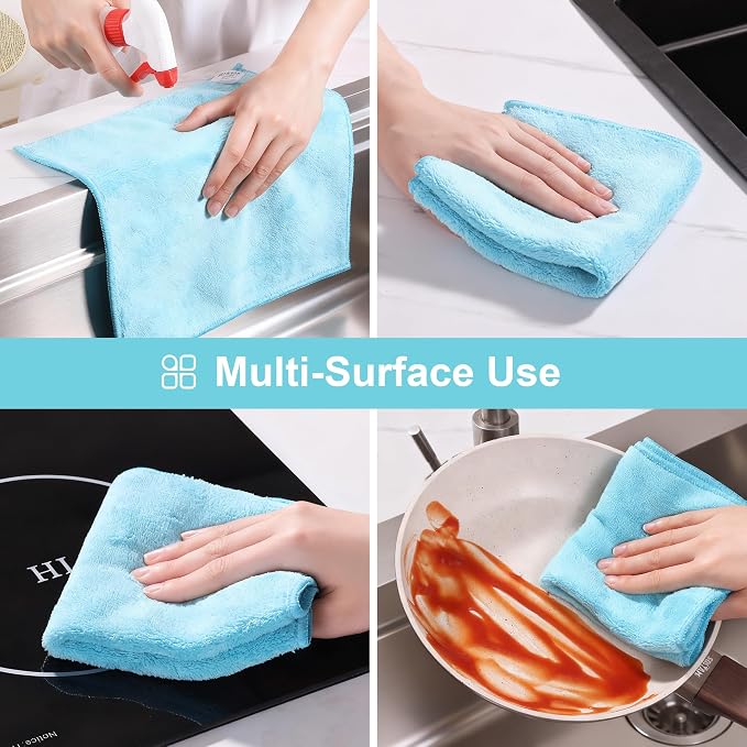 JOYMOOP Microfiber Cleaning Cloths Cyan, 11.8" x 11.8" Kitchen Towels – - Image 8