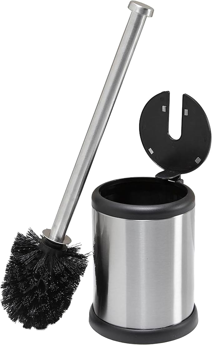 Bath Bliss Stainless Steel 2 Pack Self Closing Lid Toilet Brush and Holder - Image 7