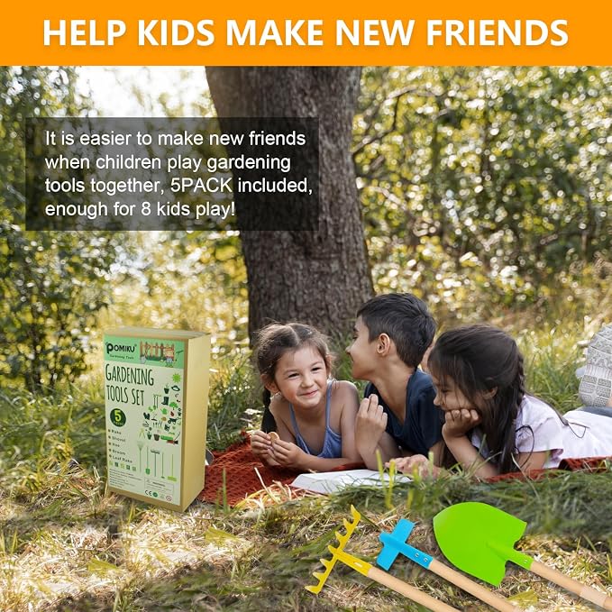 Kids Shovel, Rake for Leaves, Hoe and Broom, Gardening Yard Outdoor Toy Gifts - Image 6