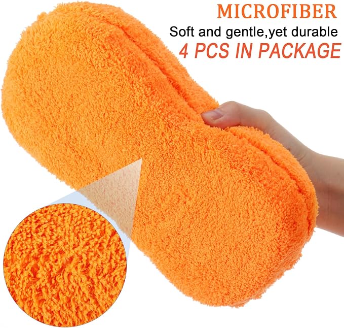 Tanlade 4 Pcs 2 Pack Large Microfiber Car Wash Sponge - Image 2