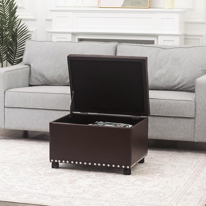 Leather Storage Ottoman Bench - Image 2