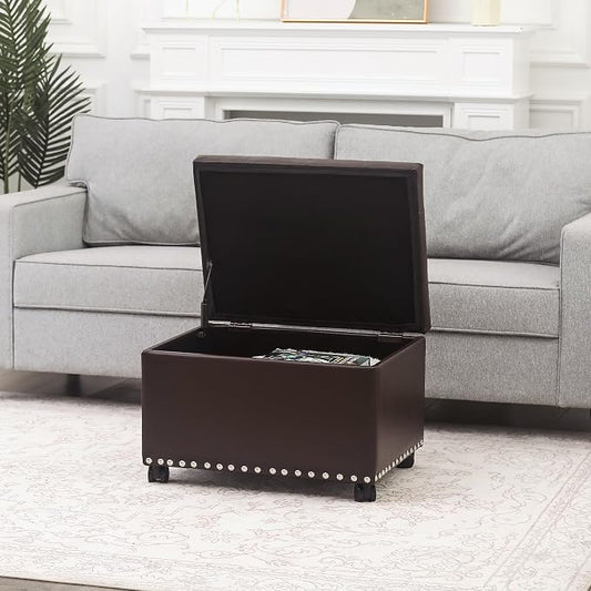 Leather Storage Ottoman Bench - Image 2