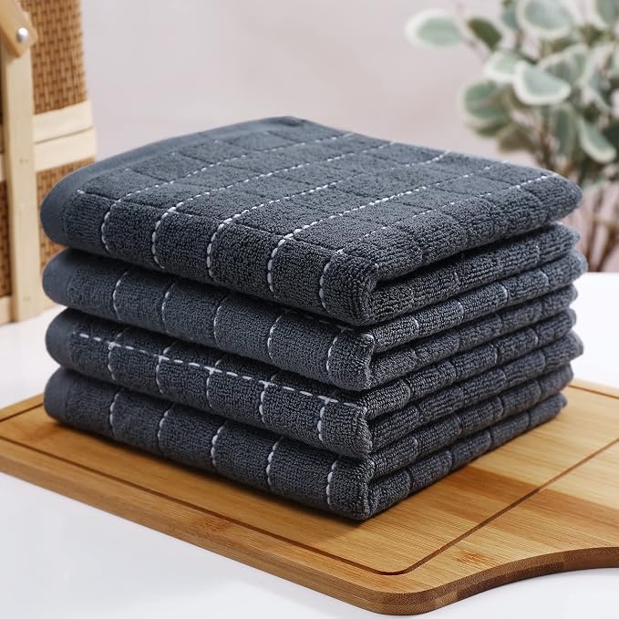 Homaxy 100% Cotton Terry Kitchen Towels, Checkered Designed, Soft and Super - Image 7