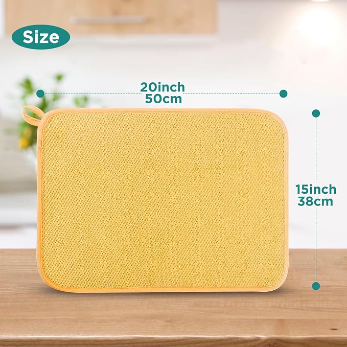 Microfiber Dish Drying Mat, Super Absorbent Kitchen Dish Drying Pad, Reversible - Image 2
