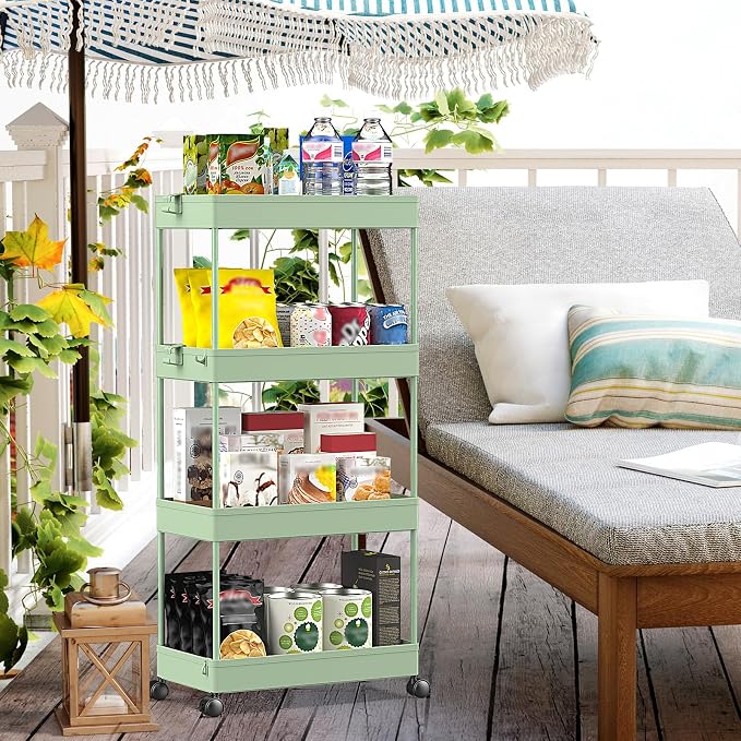 SPACEKEEPER Storage Cart 4-Tier, Bathroom Rolling Cart Utility Storage - Image 3