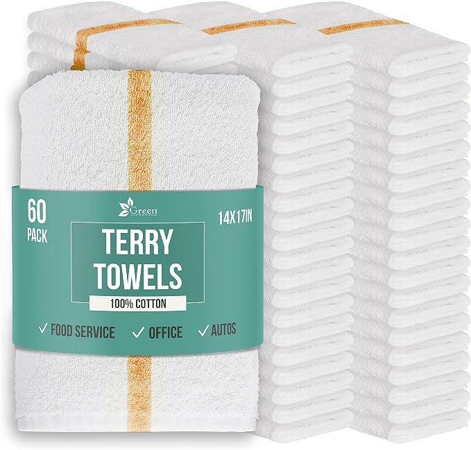 GREEN LIFESTYLE Blue & Orange Striped Terry Towels, Bar Towels, 100% Cotton by GreenLifeStyle