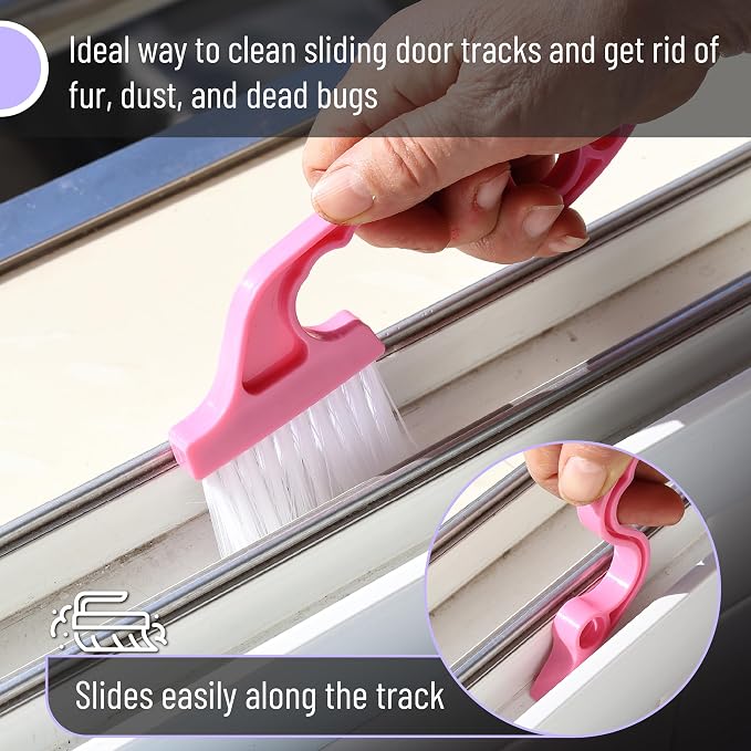 Slick- Window Track Cleaning Brush, 4 Pack, Ergonomic Handle, Built-in Scraper - Image 4