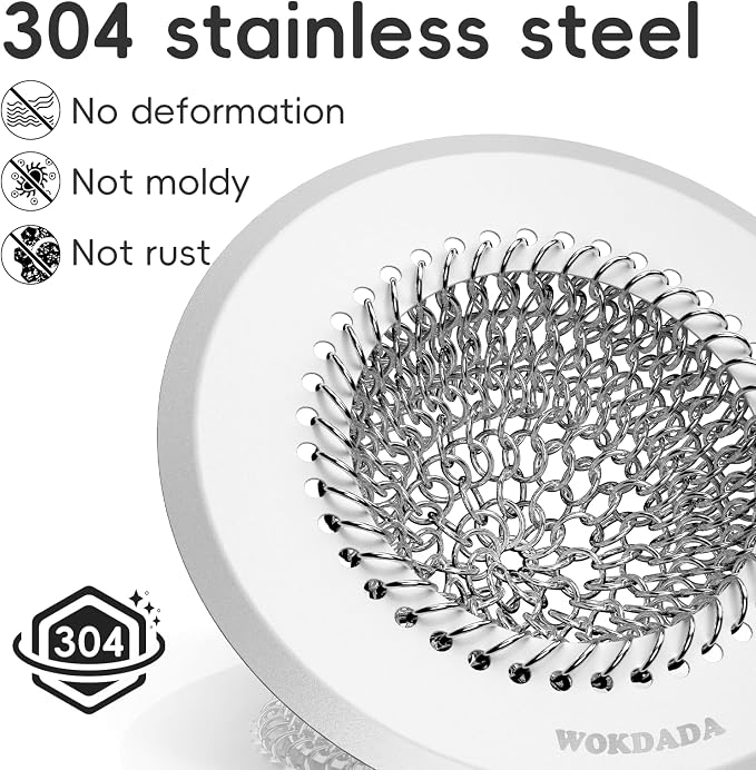 Drain Hair Catcher: for Bathtub & Shower, Reversible 304 Stainless Steel - Image 3