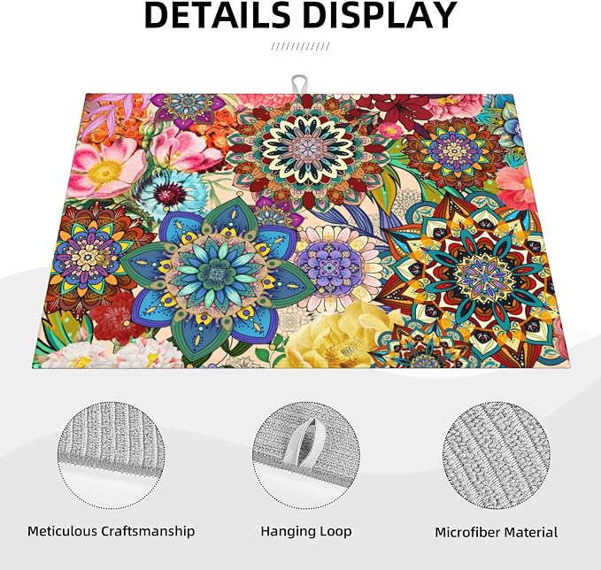 Colorful Flowers Dish Drying Mat - Image 5