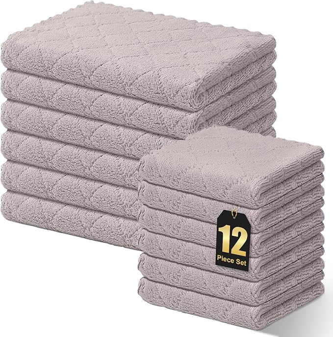 Homaxy Kitchen Towels and Dishcloths Set, 10 x 10 and 13 x 19 Inches, No Lint by Homaxy