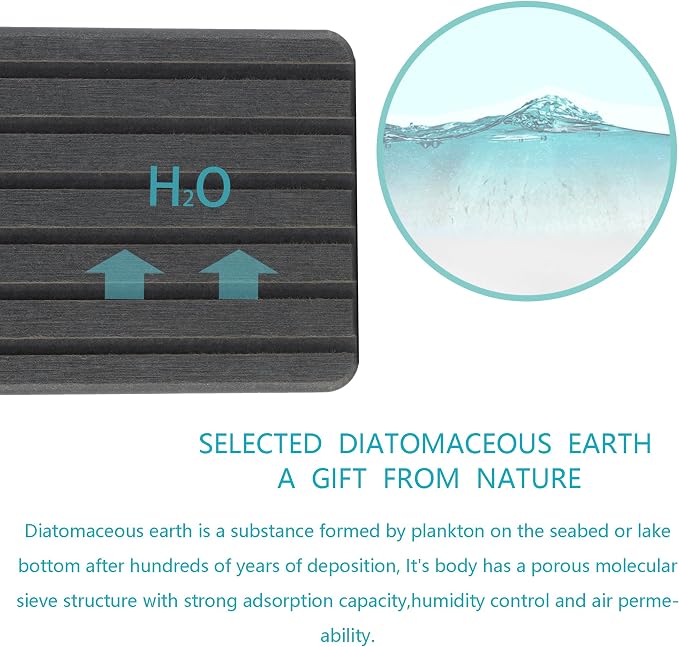 2 PCS Water Absorbent diatomite Coasters, 8.3" x 4" Water Absorbing Stone Tray - Image 3