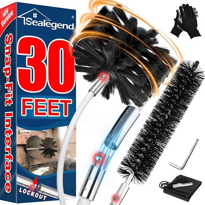 Sealegend 30 Feet Dryer Vent Cleaner Kit, Lint Remover, 2×Upgraded Flexible by Sealegend