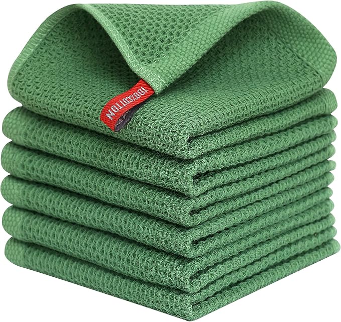 Kitinjoy 100% Cotton Kitchen Dish Cloths, 6 Pack Waffle Weave Ultra Soft by Kitinjoy