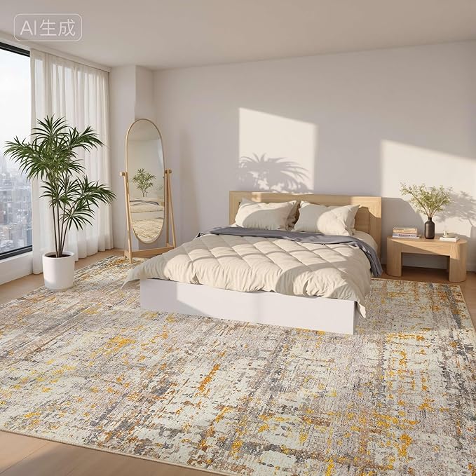9x12 Area Rug for Living Room, Extra Large Washable Rug, Soft Neutral Abstract - Image 3