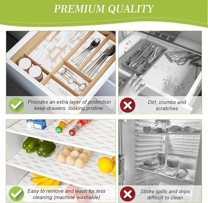Cooyes 17.7" x 24" Refrigerator Liners Non-Slip Washable Refrigerator Drawer - Image 6