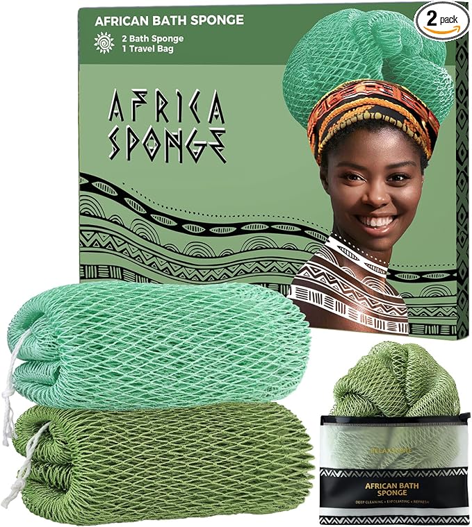 African Net Sponge Authentic -2 Pieces Exfoliating Scrubber by RelaxScene