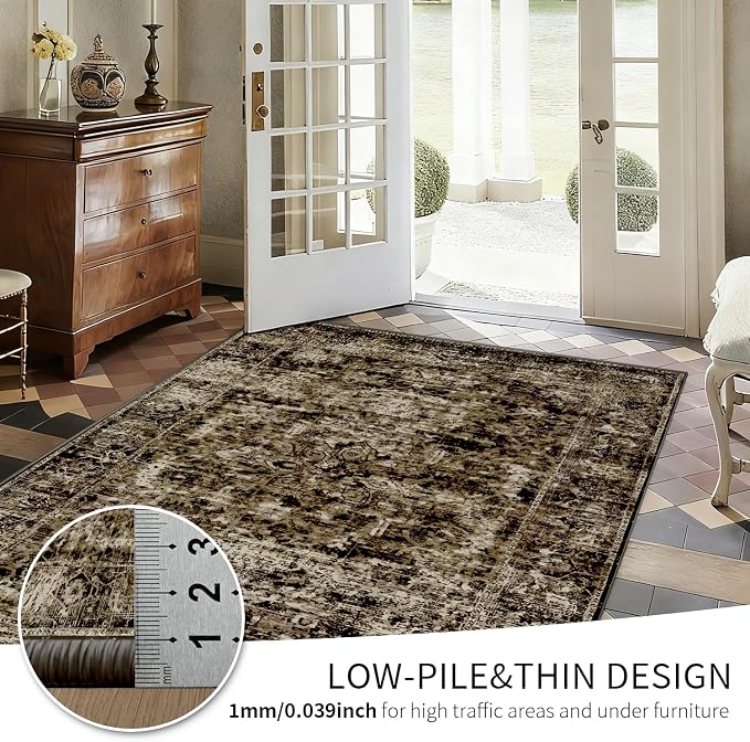Area Rugs 5x7, Washable Brown Rugs - Image 8