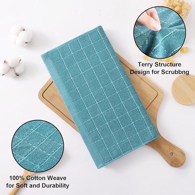 Homaxy 100% Cotton Terry Kitchen Dish Cloths, Ultra Soft and Absorbent Dish - Image 2