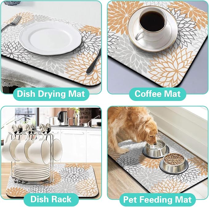 Dish Drying Mat for Kitchen Counter Matt, Super Absorbent Non-slip Rubber Backed - Image 6