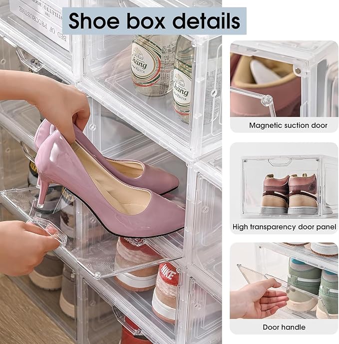 9 Pack Thicken Shoe Organizer Stackable, Upgraded Sturdy Shoe Storage Box - Image 4