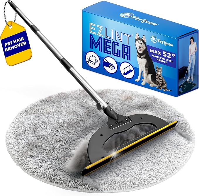 PetLovers EzLint Mega 52" Carpet Rake & Pet Hair Removal Tool – Dog & Cat Hair by PetLovers