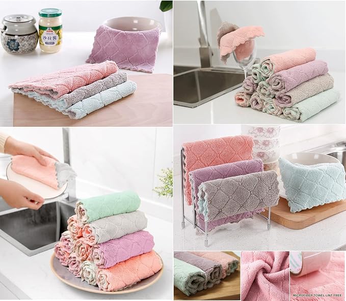 32 Pack Cleaning Cloth Kitchen Cloth, Dish Towels Super Absorbent Coral Velvet - Image 7