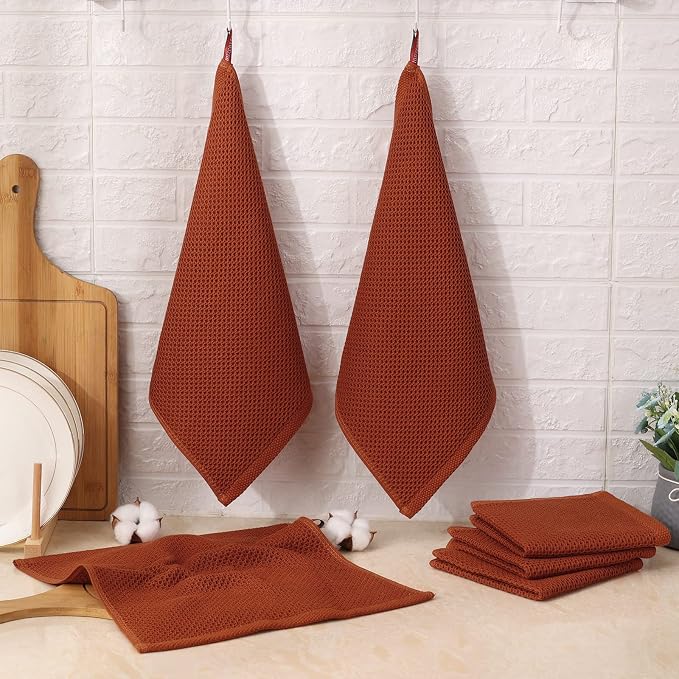 Kitinjoy 100% Cotton Kitchen Dish Cloths, 6 Pack Waffle Weave Ultra Soft - Image 6