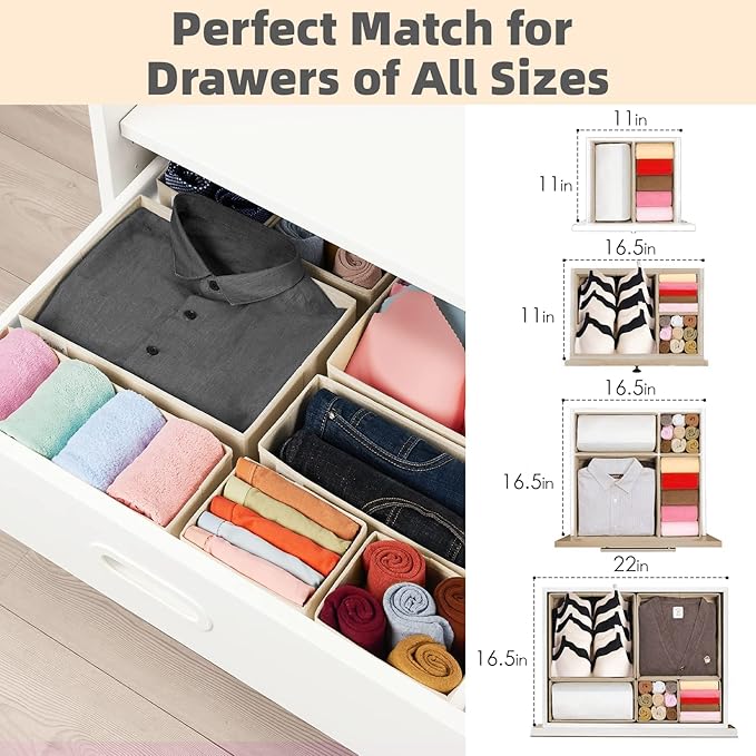 Criusia Drawer Organizer Clothes, 8 Pack Underwear Drawer Organizer, Foldable - Image 5