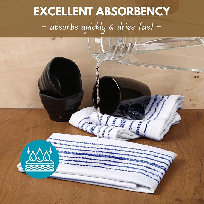 Native Fab Kitchen Dish Towels 16"x26" Set of 4 Herringbone Weave - Image 2
