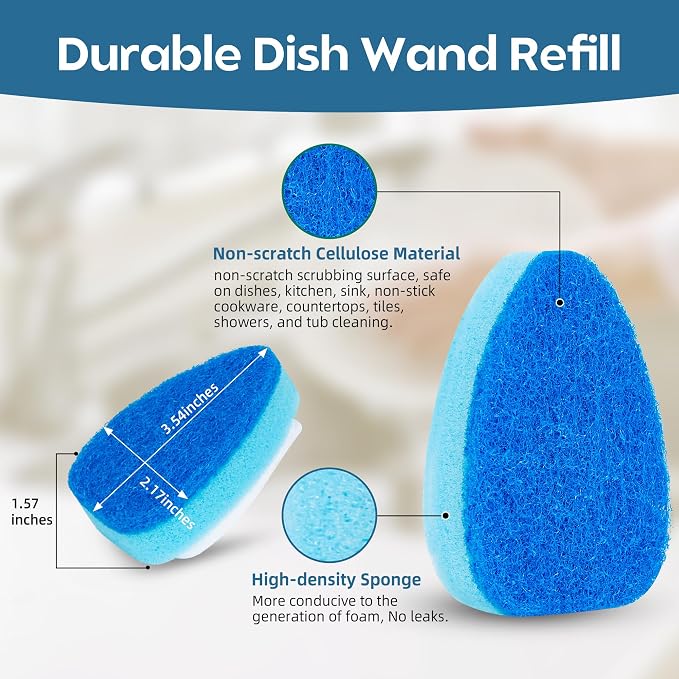 Non-Scratch Dish Wand Sponge Refills 12 Pack, Zero-Scratch Sponge Replacement - Image 3
