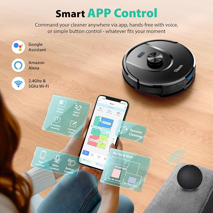 Tikom Robot Vacuum and Mop, 6000Pa Robotic Vacuum Cleaner - Image 7