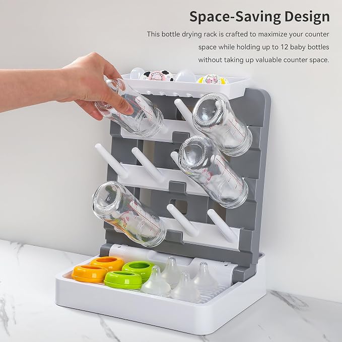 Baby Bottle Drying Rack, Vertical Standing Bottle Dryer Rack Holder-Space - Image 3