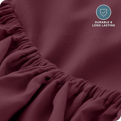 Fitted Bottom Sheet King Size - Premium 1800 Microfiber - Ultra-Soft Hotel Luxury - Deep Pocket - Durable and Long Lasting - Fitted Sheet (King, Burgundy)