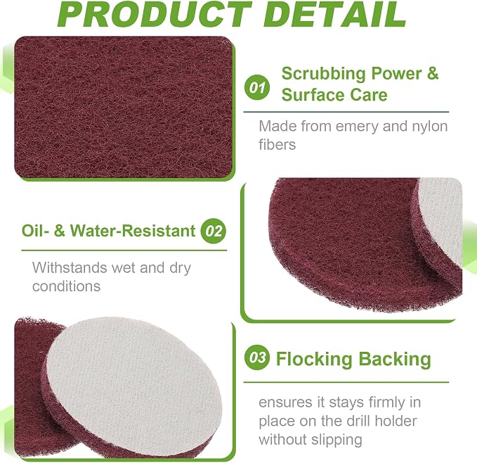 Power Scrub Pads, Scrubbing Pads 320 Grits Scouring Discs - Image 3