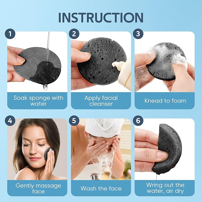 GAINWELL 50-Count Black Compressed Facial Sponges - Image 3