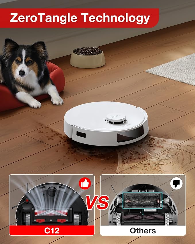Yeedi C12 Robot Vacuum Cleaner and Mop, 8000Pa Strong Suction, ZeroTangle Brush - Image 9