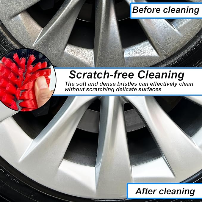 Wheel Brush Kit, Soft Drill Wheel Cleaner Brush, No Scratches Highly Dense Car - Image 3