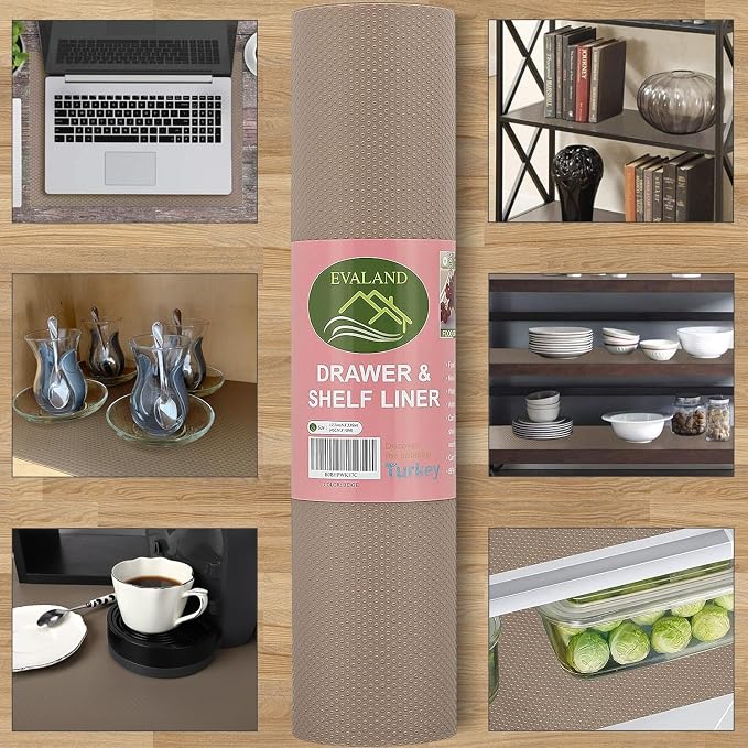 EVALAND 12" x 33 FT Non-Slip Shelf Liner, Non-Adhesive, Waterproof Pantry Liner - Image 8