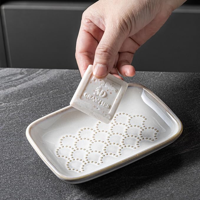 Gomakren Soap Dish for Shower, Ceramic Soap Dishes for Bar Soap Sponge - Image 3